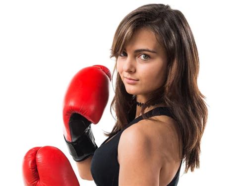 Young Girl With Boxing Gloves Stock Photo By ©luismolinero 111184704