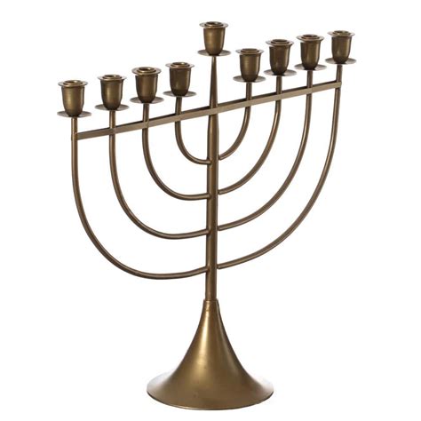Vintiquewise Modern Solid Metal Judaica Hanukkah Menorah 9 Branched