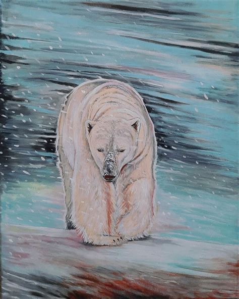 Polar Bear Original Acrylic Painting On Canvas Etsy