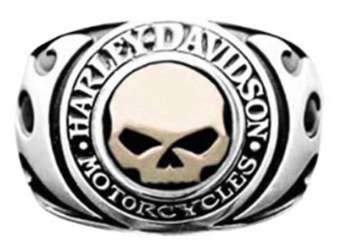 Harley Davidson Mens Signet Ring Flames Willie G Skull 14kt Gold
