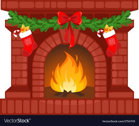 Christmas Fireplace Royalty Free Vector Image Vectorstock