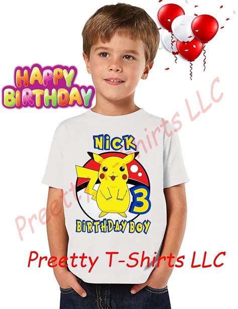 Pikachu Pokemon Birthday Boy Shirt Add Any Name And Any Age Pikachu