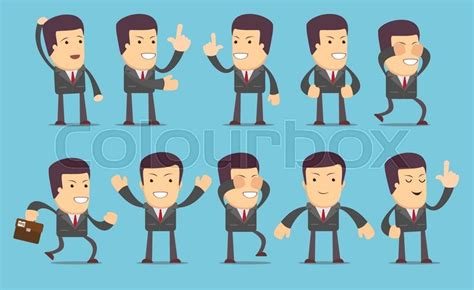 Set Of Businessman Characters Poses Stock Vector Colourbox