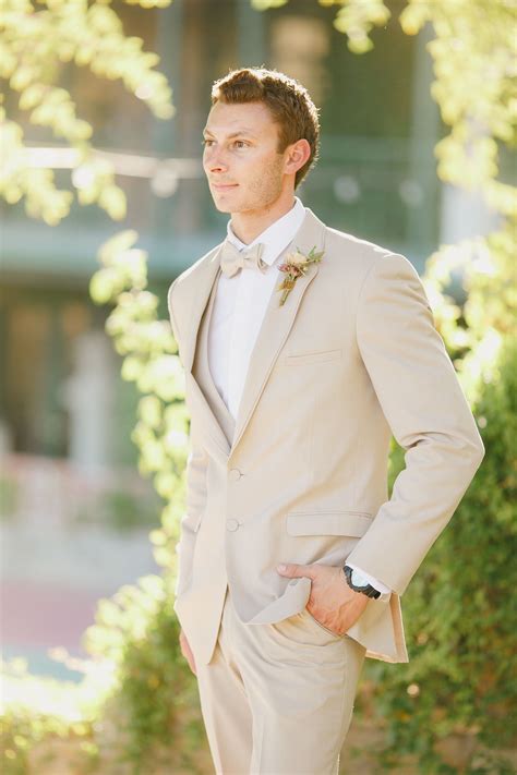 cream grooms suit with bowtie tan tuxedo white tuxedo wedding tuxedo for men groom tan suit