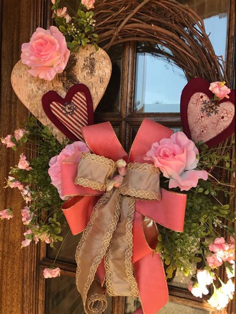 Valentine Wreath Heart Wreath Front Door Decor Rustic Etsy Rustic