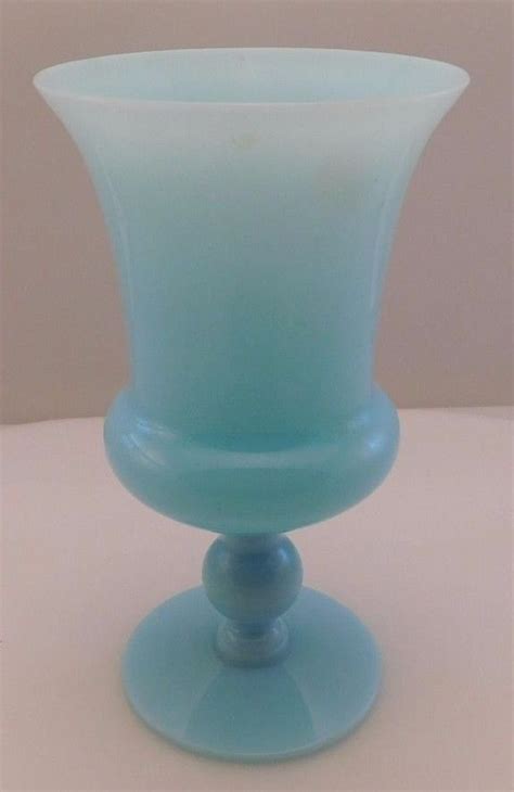 Portieux Vallerysthal Pv France Blue Opaline Goblet 8 Once 6 3 8 High Opaline Blue Glass Goblet