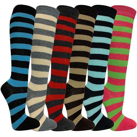 Womens Casual Knee High Socks Patterned Colors Fashion Socks Wider
