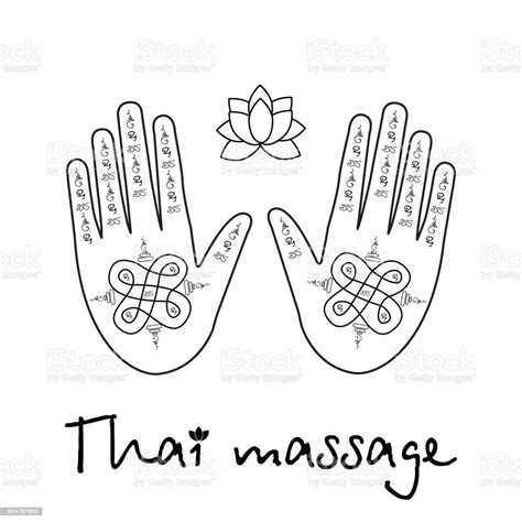 Logo Thai Massage Hands With The Thai Pattern And A Lotus Flower Stock Illustration Download