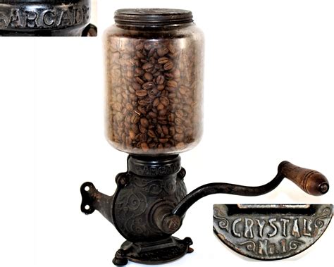 Antique 1800s Arcade Crystal No 1 Coffee Grinder Coffee Mill