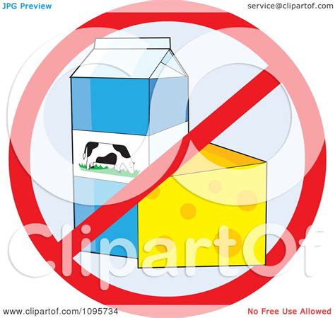 Clipart Restricted Symbol Over Cheese And Milk Products No Dairy