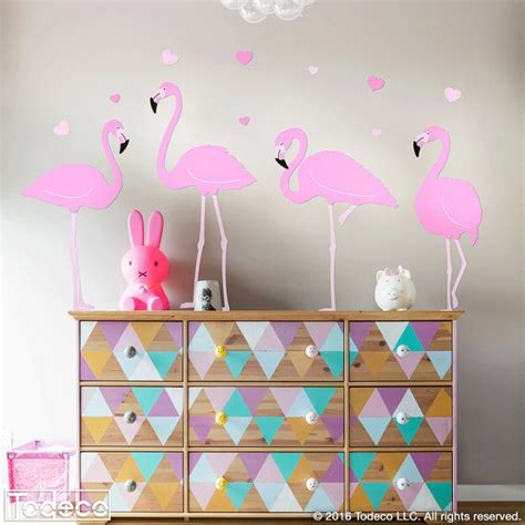 Flamingo Wall Decal Flamingos Set Wall Decal Girls Wall Etsy Girls