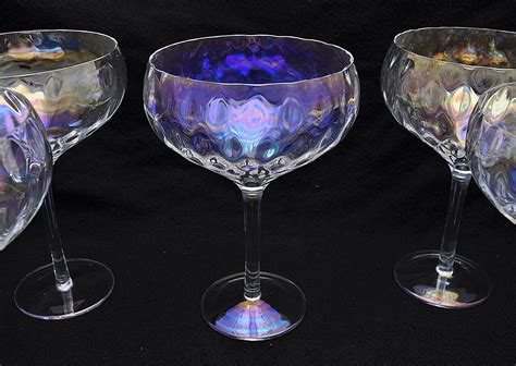 Vintage Large Optic Iridescent Champagne Cocktail Coupes A Etsy