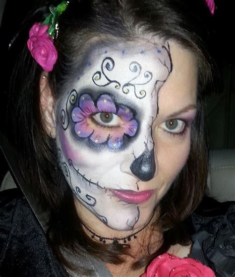 Half Sugar Skull Face Paint For Girls Women Halloween Makeup Sugar Skull Sugar Skull Face