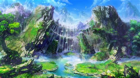 🥇 Cliffs Fantasy Art Streams Artwork Waterfalls Rivers Wallpaper 75447