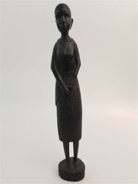 Black African Women Statue Egypt Primitive Primal Art 135 Inch Tall 2
