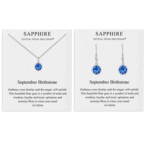 September Sapphire Birthstone Necklace And Drop Earrings Etsy