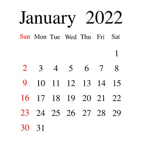January Calendar Hd Transparent Calendar January 2022 Calendar