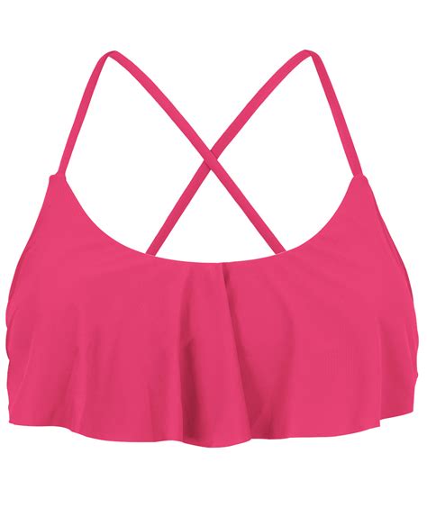 Back Crossed And Frilled Pink Fuchsia Crop Top Top Olinda Babado