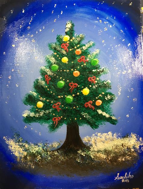 Christmas Tree Artbar Tokyo Paint And Wine Art Studio Let Your