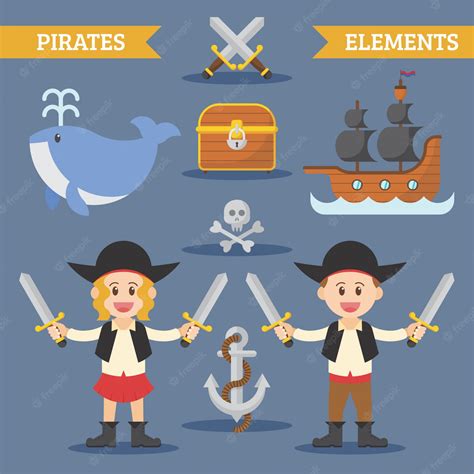 Premium Vector Flat Pirates Element