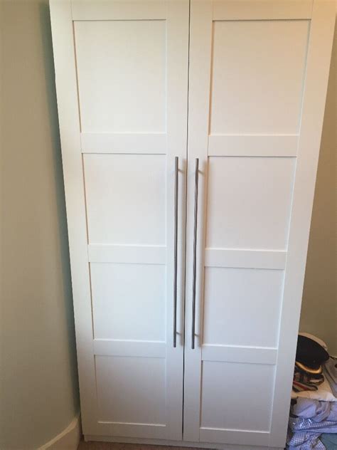 Click on image to zoom. IKEA Pax double wardrobe - White with smart Bergsbo doors ...