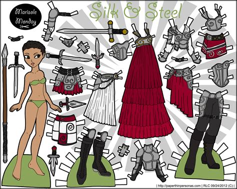 Silk And Steel Printable Paper Doll With Armor • Paper Thin Personas