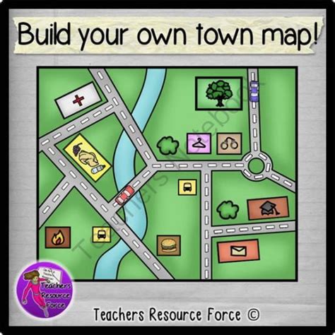 Build Your Own Town Map Clip Art Color And Black Line Town Map
