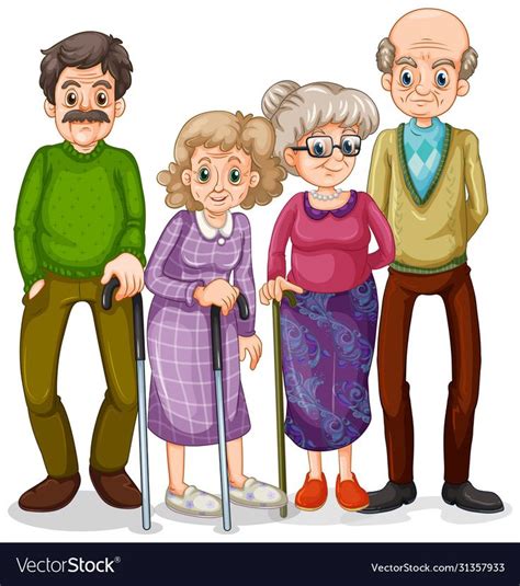Grandmothers And Grandfathers On White Background Vector Image On