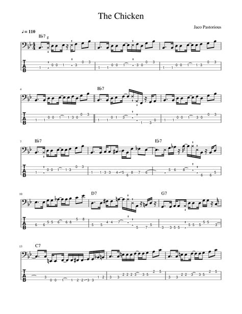 the chicken jaco pastorius sheet music for bass guitar solo