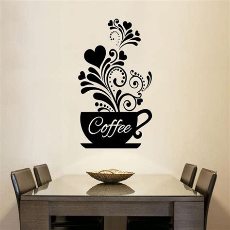 Coffee Cup Wall Art Mural Removable Pvc Wall Decal For Kitchen Coffee