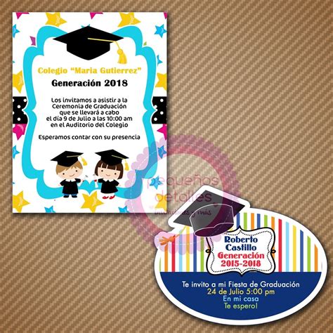 Invitaciones Digitales Graduación Kinder Primaria Fiesta 5000 En