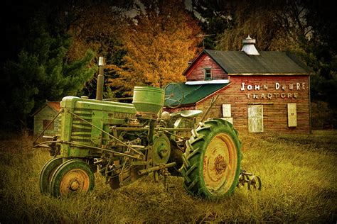 Old Vintage John Deere Tractor With Retro Overlay Photograph By Randall