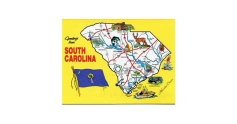 South Carolina State Map Postcard