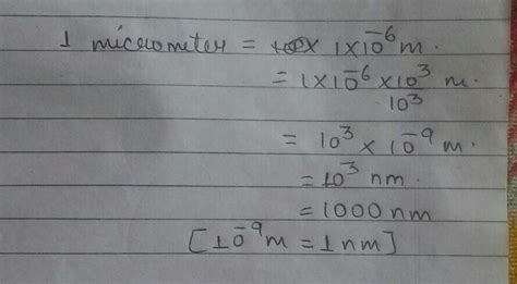 1 Micrometer Is Equal To How Many Nanometers