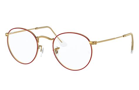 round metal optics eyeglasses with red frame rb3447v ray ban®