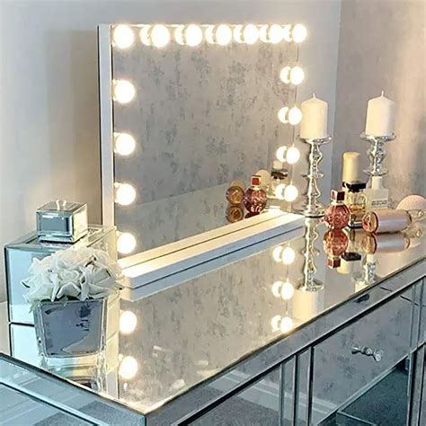 Dressing Table With Drawers Lighted Vanity Mirror