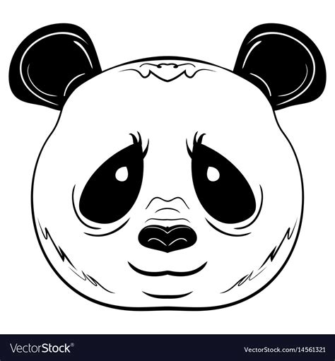 Black And White Sketch Panda Face Royalty Free Vector Image Vectorstock