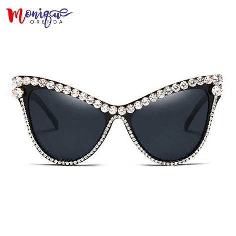monique oversized rhinestone sunglasses sexy women designer luxury crystal sun glasses for