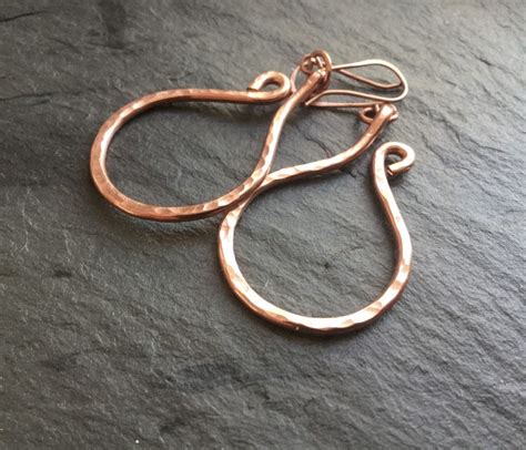 Handmade Hammered Copper Teardrop Dangle Earrings Drop Etsy Nederland