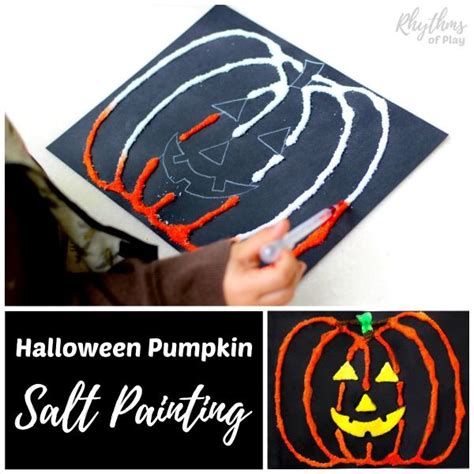 Halloween Pumpkin Art Salt Painting Halloween Pumpkins Diy Halloween