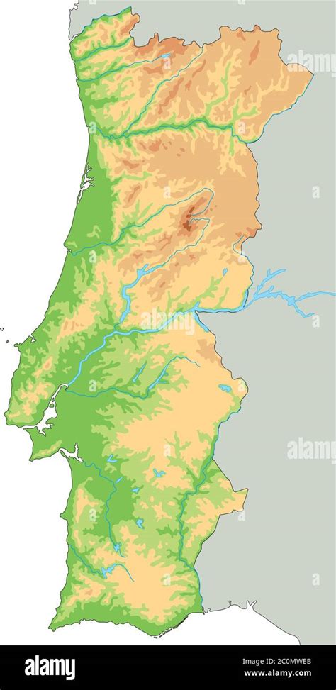 Mappa Fisica Del Portogallo In Alto Dettaglio Immagine E Vettoriale Alamy