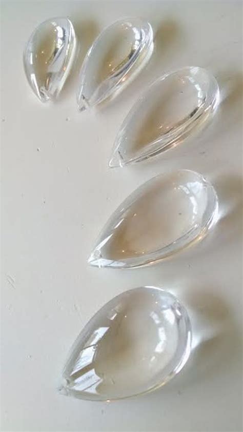 5 Clear 50mm Smooth Chandelier Crystals Almond Teardrops NO Etsy