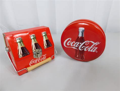 Vintage Coca Cola Tins Lot 2 Round Embossed Coke Bottle Etsy