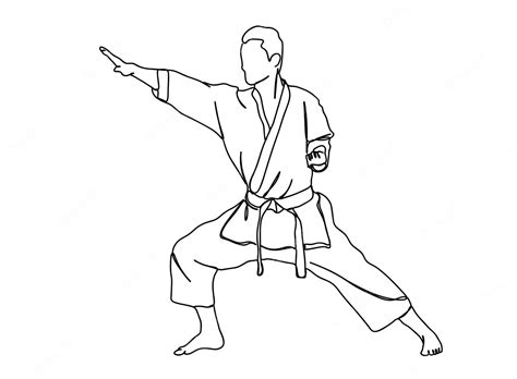 premium vector karate taekwondo player single line art drawing continues line vector illustration