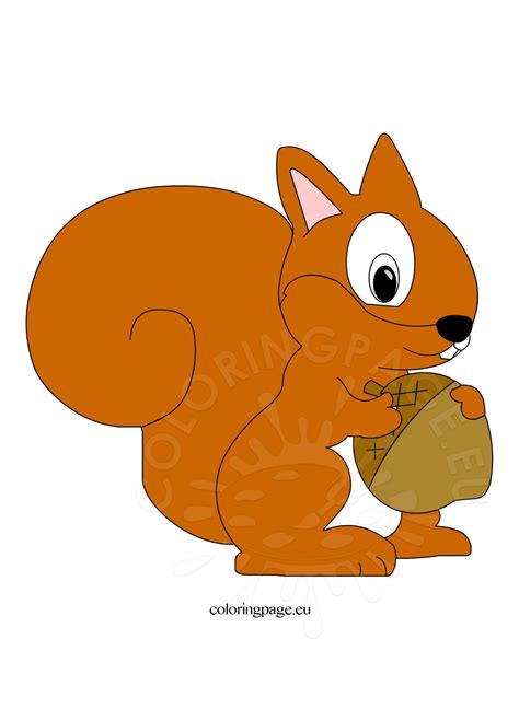 Cute Squirrel Clipart Coloring Page