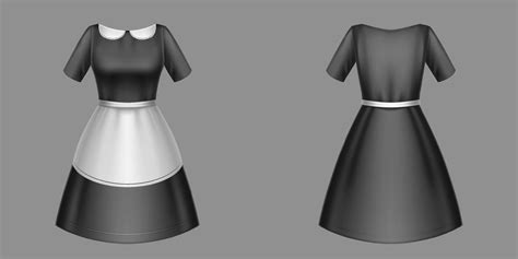 Maid Uniform Black Housemaid Dress Garment Design 14484617 Vector Art