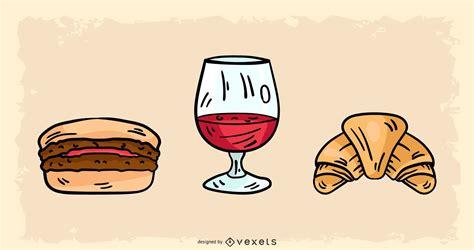 Hand Drawn French Food Design Vector Download