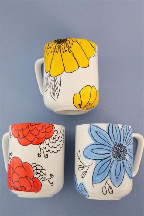 Diy Coffee Mugs Customize Coffee Mugs With Hand Drawn Flowers Easy