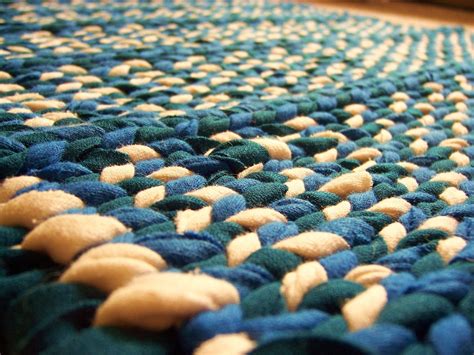 Rag Rug Double Knit Triple Twined Hand Loom Woven Recycled Vintage