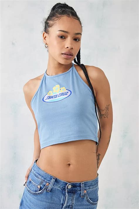 santa cruz uo exclusive blue dot halterneck top urban outfitters uk